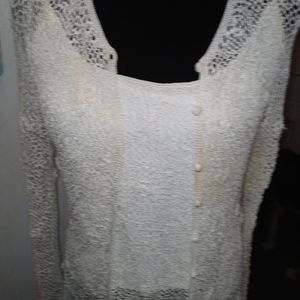 Carmen Marc Valvo Collection Two Piece Dressy Lace Shell and Sweater